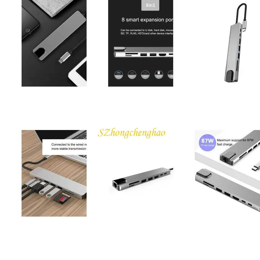 

Multiports Speed USB C Hub USB Adapter Ethernet RJ45 Port for PC Extension 601D