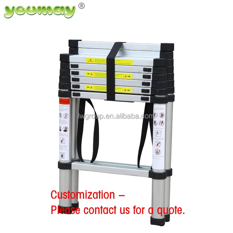 custom.Aluminum Folding Adjustable Portable Telescopic Ladder Aluminum Ladder AT0414A 2.6m 12.5FT