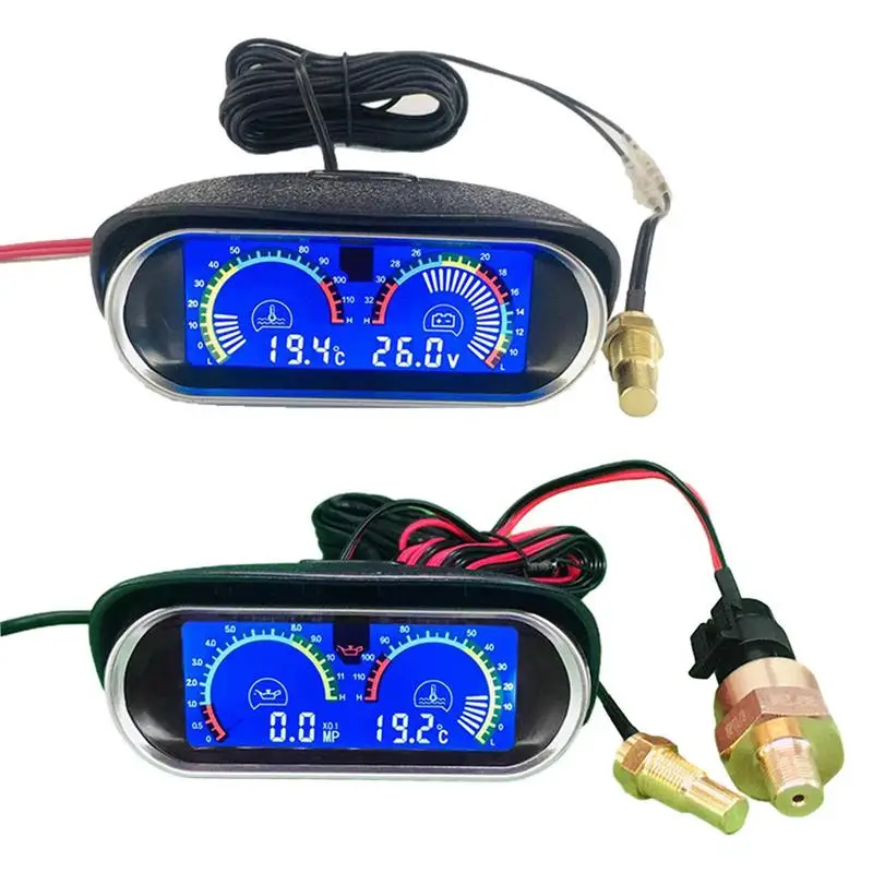 Water Temp Voltmeter Gauge 2 In 1 Car Meter Water Temperature Gauge Universal Sensor Adapter Car Racing Gauge For Car Truck Auto
