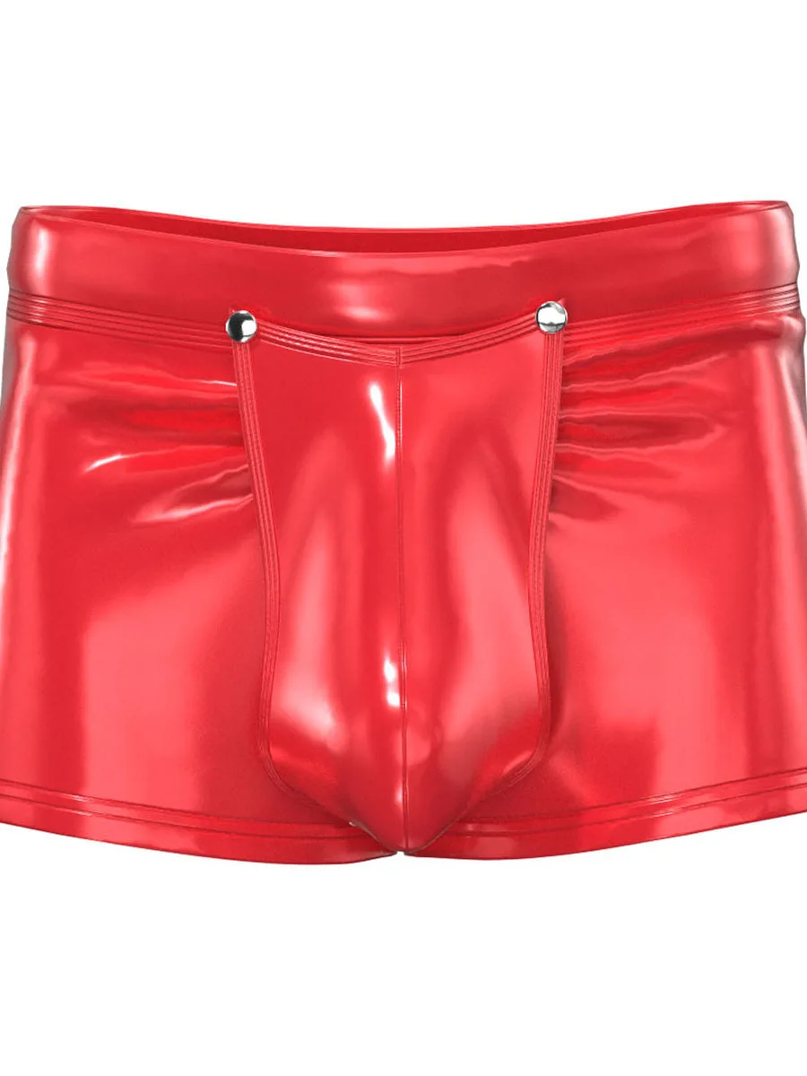 2024 New Sexy High Waisted PVC Bright Leather Underpants Men's Accurate Size No Odor Lift Buttocks Slim Boxers ERJ8