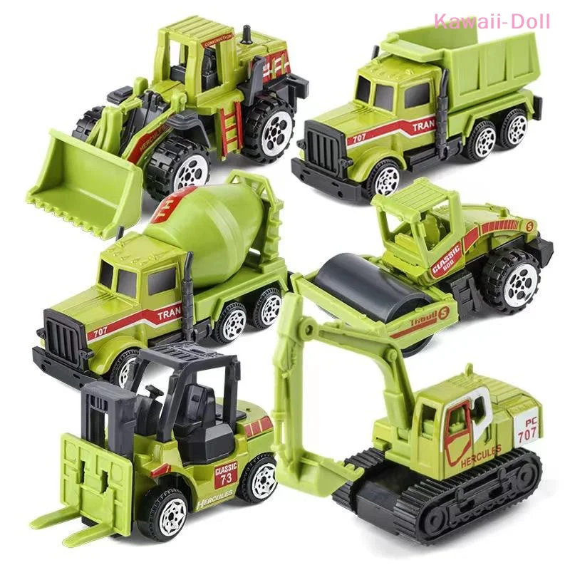 [DO]6Pcs Alloy Plastic Engineering Truck Car Construction Model Vehicle Loader Tractor Excavator Educational Toys Gifts[DO]
