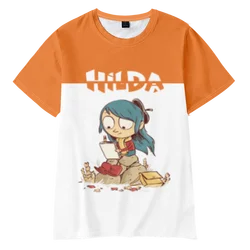 Cartoon 3D Printed Hilda T Shirts Animation Pattern Mens Daily O-Neck Loose Comfortable Casual Motorbike Male Tops Spring Summer