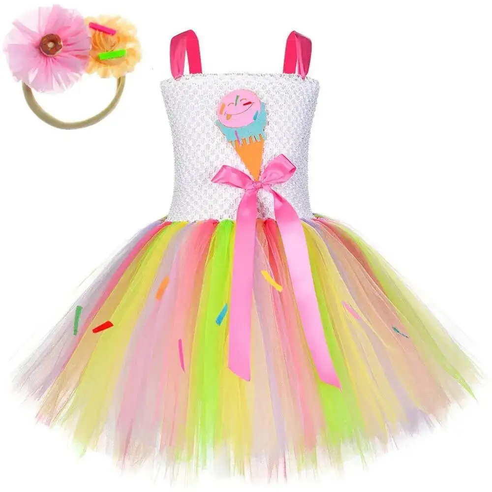Baby Girls Donut Ice Cream Cake Dresses for Kids Candy Birthday Party Costume Princess Girl Sweet Cake Smash Ballet Tutus Outfit