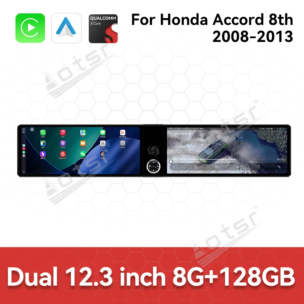 

Android 13 OS, 12.3-дюймовый двойной экран для Honda Accord 8-го поколения 2008-2013, оригинальная установка без повреждений, мультимедийный проигрыватель, стереосистема, головное устройство.