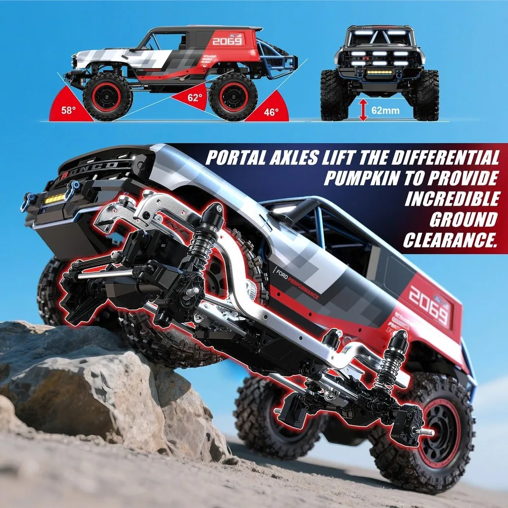 MJX H12P 1/12 escala sin escobillas impermeable RC Rock Truck oruga profesional con ejes de Portal rendimiento todo terreno