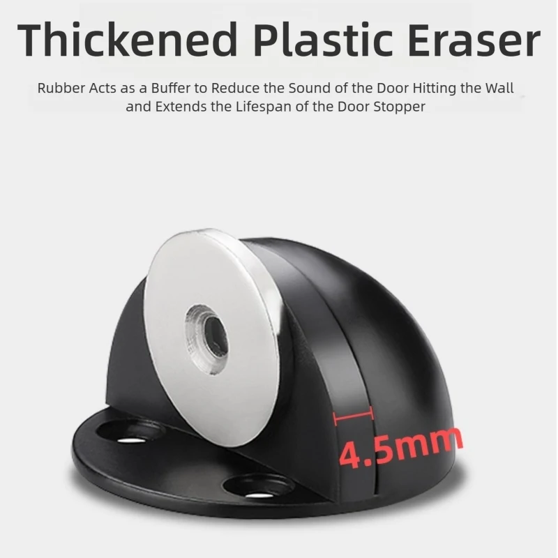 Stainless Steel Magnetic Door Stopper Rubber Floor-Mounted Concealed No-Punch Sticky Holder Nail-Free Home Safety Doorstop