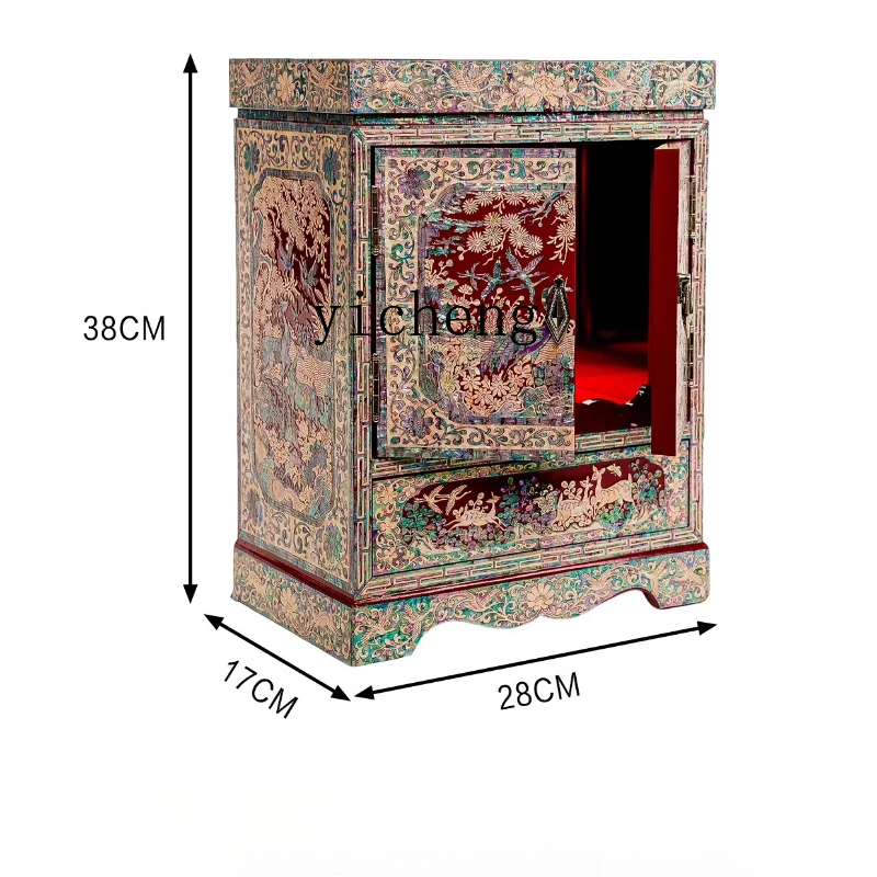 

Zz national quintessence screw lacquer handmade Chinese retro solid wood jewelry cabinet jewelry storage cabinet