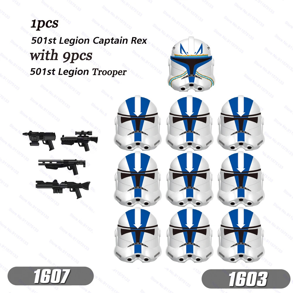 10 Uds. Clon 501st legion Troopers con capitán Rex montar bloques de construcción figuras de acción de juguete regalos para niños