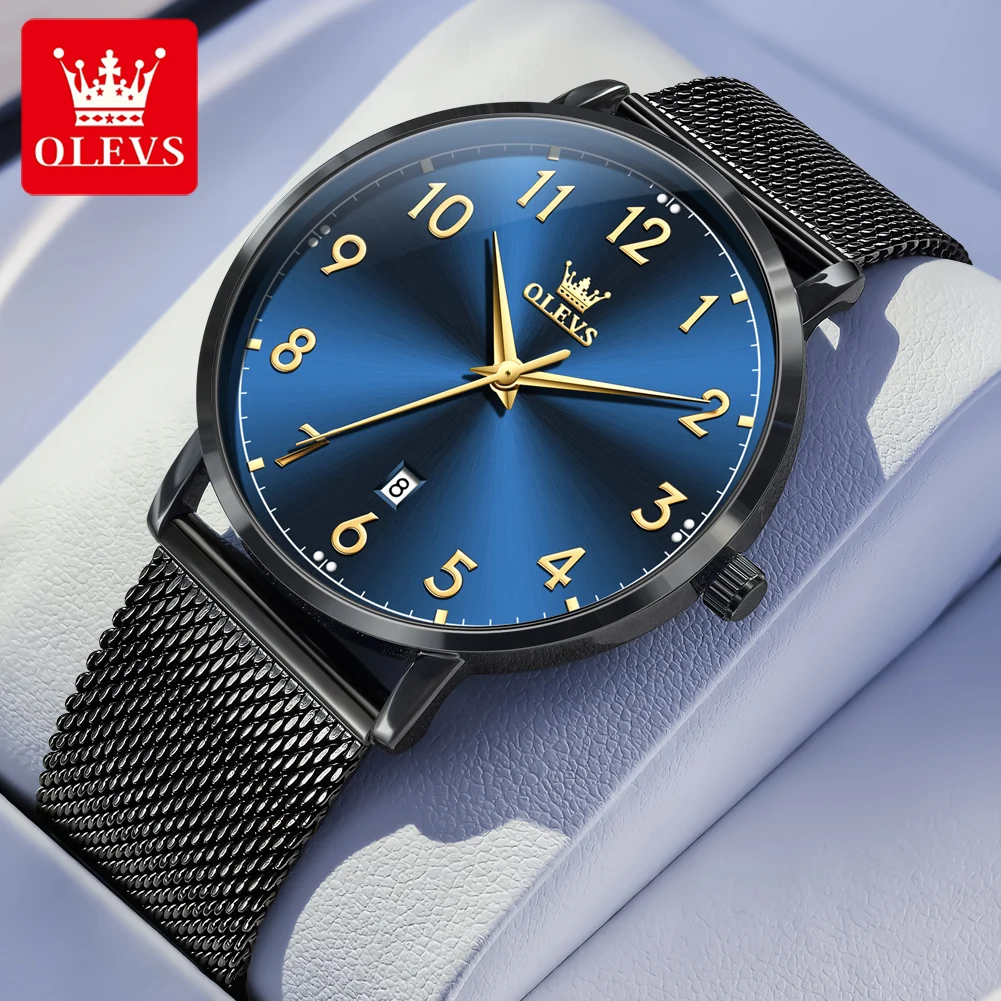 

OLEVS Brand Men Watches Ultra-thin Waterproof Steel Mesh Quartz Watch Men Business Clock Date Wrist Watch Relogio Masculino