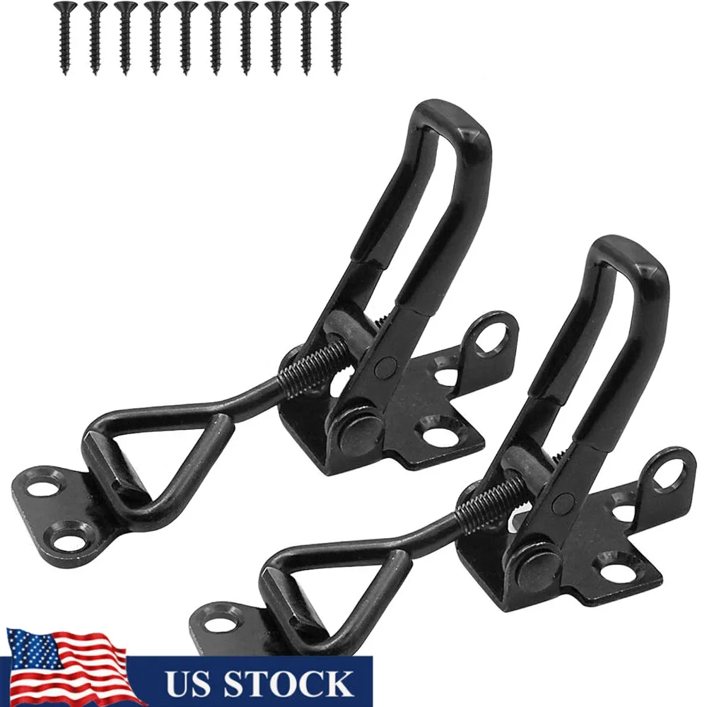 

2 Pack Heavy Duty Adjustable Toggle Clamp Latch Lockable Quick Release Metal Pull Latches with Screws Ideal Gates Cases