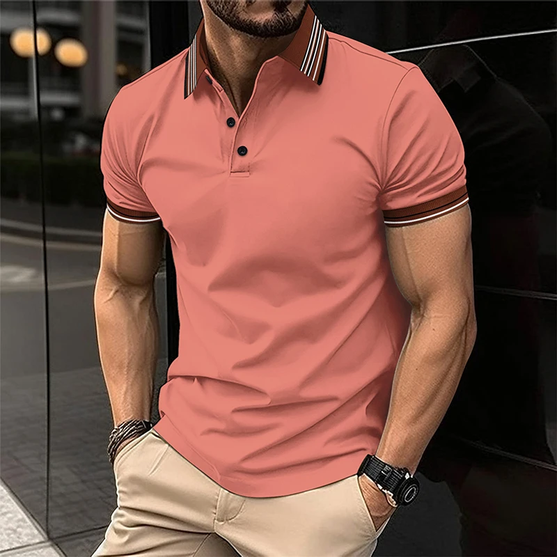 New men's fashion casual short-sleeved lapel Polo shirt summer breathable comfortable high quality top