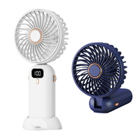 Handheld Fan Portable Fan 2000mAh Rechargeable Battery 5 Speed Wind LED Display Personal Mini Travel Fan with Base Gift