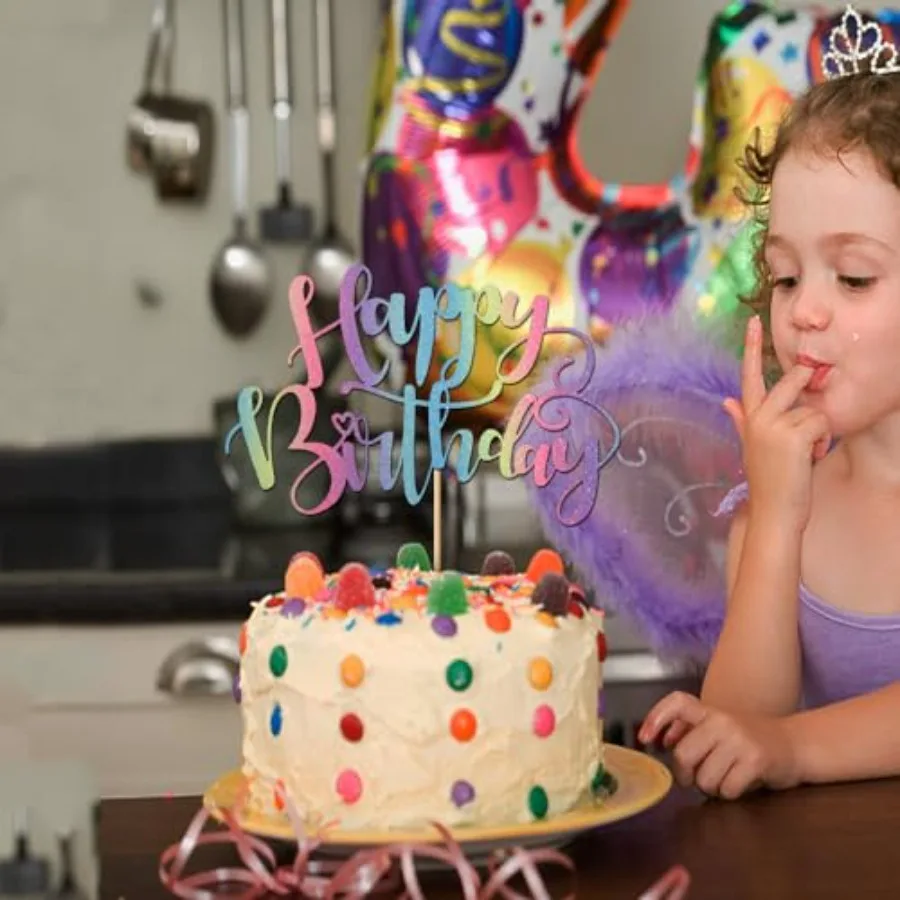 Handmade Glitter Happy Birthday Cake Topper, Birthday Party Cake Decorations, Anniversary/Birthday Party Decoration Supplies
