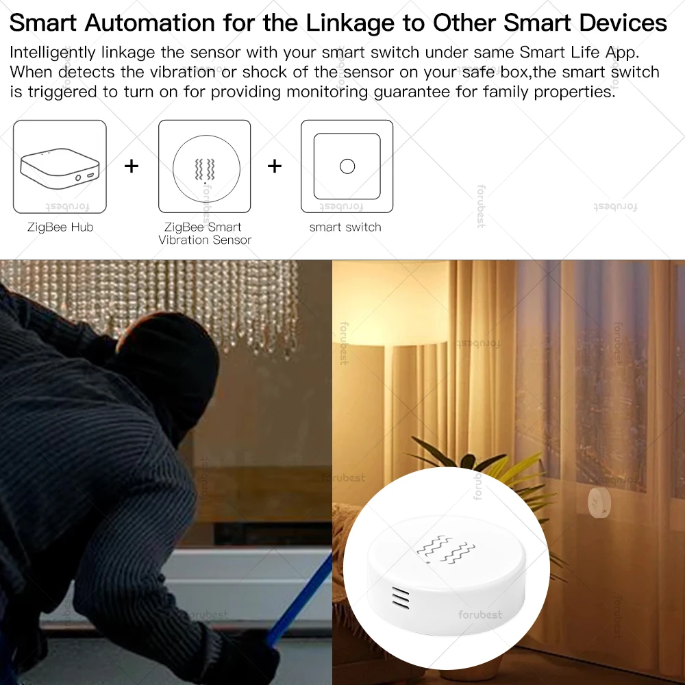 Imagem -05 - Tuya Smart Zigbee Sensor de Vibração Monitoramento em Tempo Real Detecção de Portas e Janelas Home Automation Security Alarm