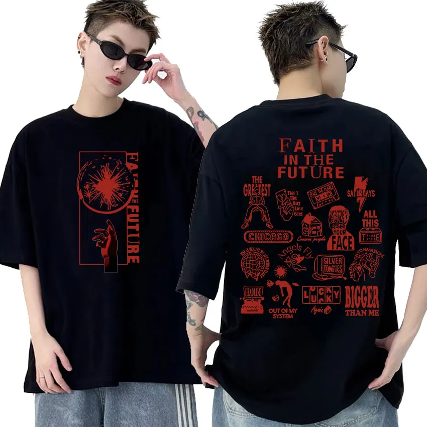 

Faith in The Future 2024 Tour Graphic T Shirt Man Hip Hop Retro Fashion T-shirts Unisex 100% Cotton Oversized T-shirt Streetwear