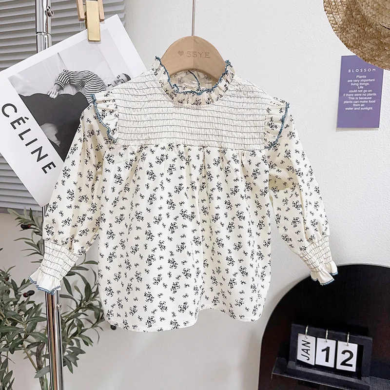 Girls' Shirts, Cotton Fashionable Korean Style Spring and Autumn Stylish Princess Tops for Kidsren Aged 3-6 Years Old, New Products for Kidsren's Clothing - view 2