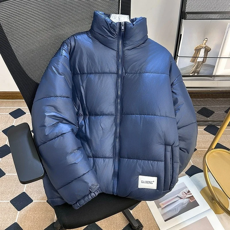 

Loose Fit Cotton Jaet Stand Collar Bread Sle Men's Winter Coat Couple's Casual Wear Polyester Fiber Thi Zipper Closure