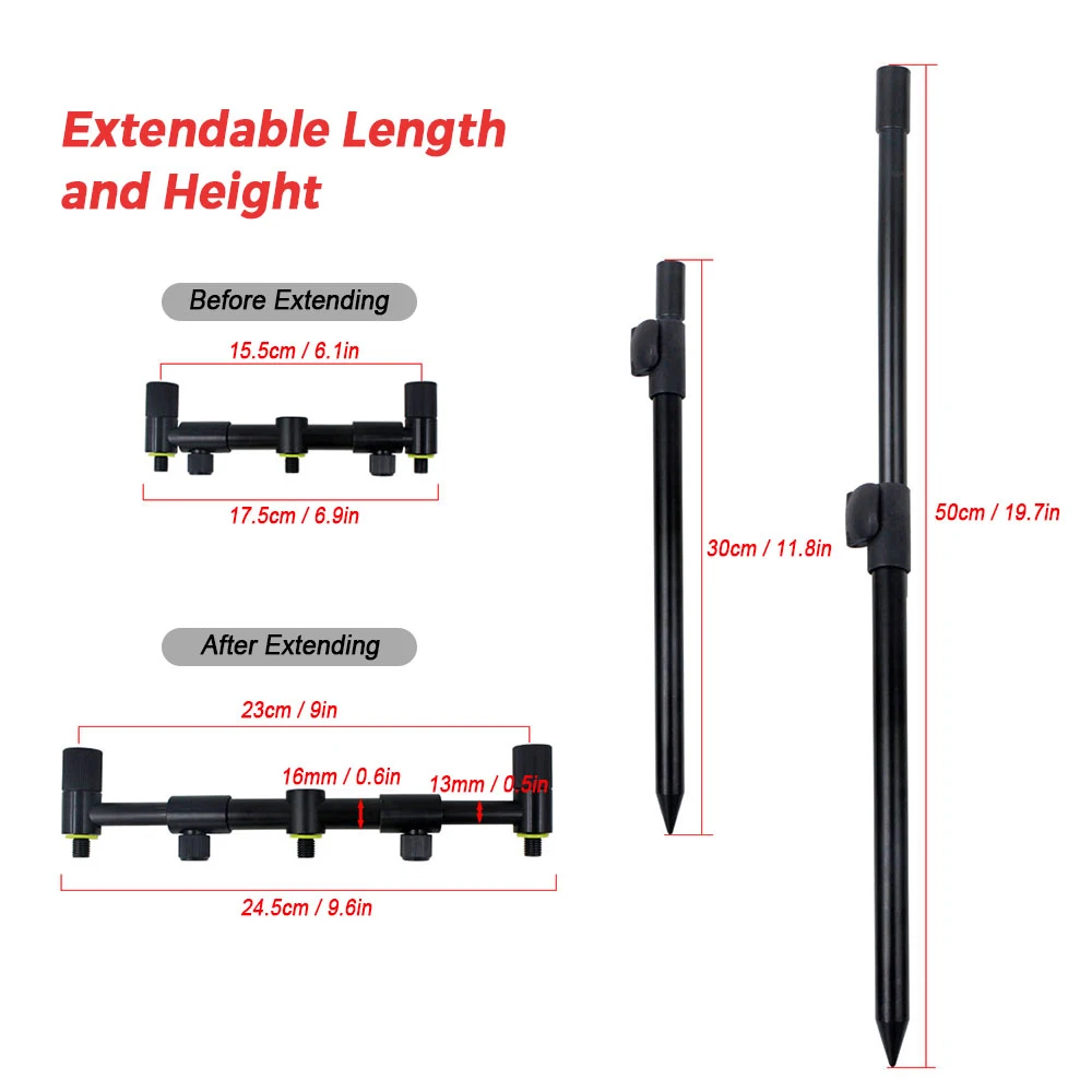 Coonor Fishing Pole Holder Extending Bank Stick Carp Fishing Supplies Adjustable Aluminum Bankstick Pole Rest for Bite Alarm view 3