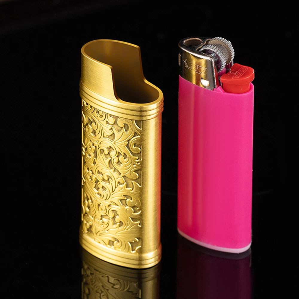 Vintage Metal Lighter Case Cover Holder For BIC Classic Size Lighter Arabesque Stamped J6 Lighters Sleeve