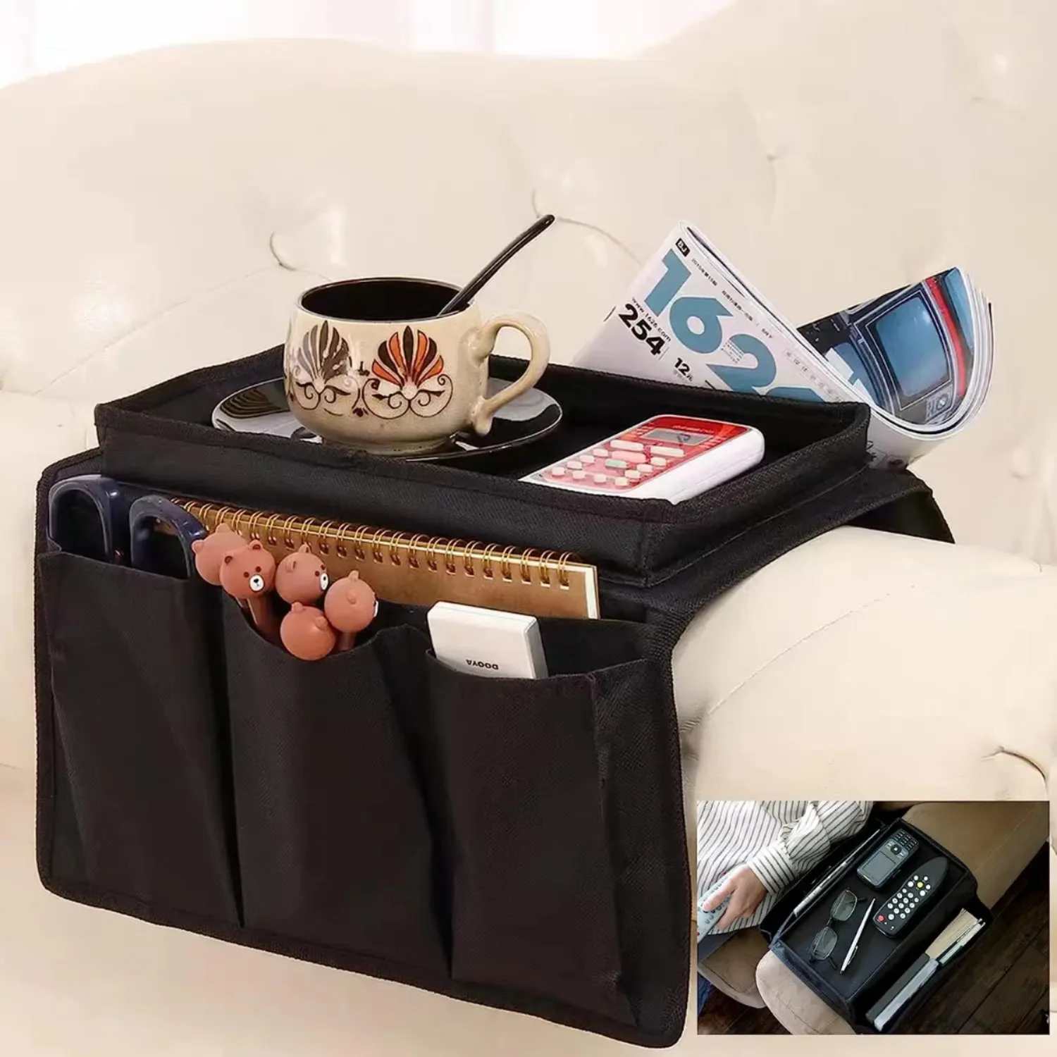 

Sofa Armrest Organizer with Cup Holder -Slip Couch Sofa Armrest Organiser Couch Canddy Control Holder