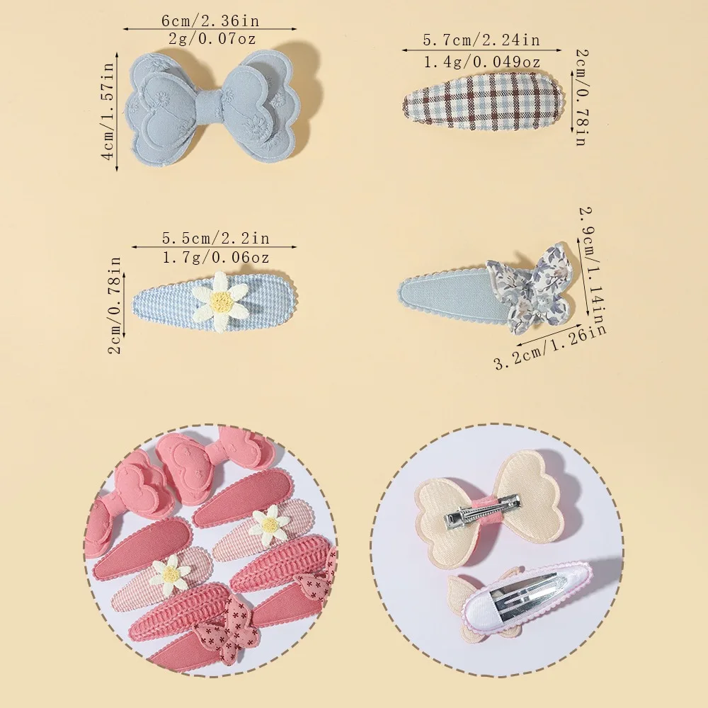 10 Stück/Set Bedruckte Stoff-Haarspangen für Babys und Mädchen, Feststehende Kantenclips für Party und Alltag, Mädchen-Haaraccessoires – Detail 3