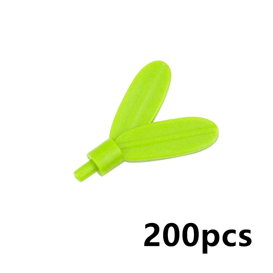 MOC 200 Stück Bausteine Pflanze Blumenstiel Baum Blatt Bodenstift mit 2 Blättern Gras Garten Teile Baustein Kompatibel Montage Spielzeug – Detail 6