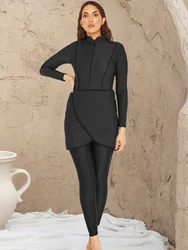 3PCS Muslim Swimwear Women Long Sleeve Swimsuit Muslimah Swimming Burkini Turban Pants maillots de bains musulmans maillot femme