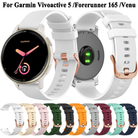 For Garmin Move 3S Vivoactive 5  Venu Watch Band Replacement Silicone 18mm Quick Release Sport Strap -Rose Gold Buckle