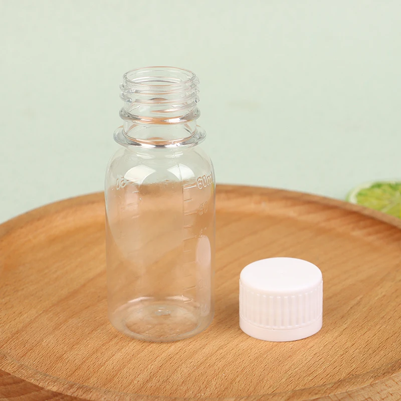 60ml Plastic PET Empty Clear Seal Bottles Medicine Pill Vial Container Reagent Vials Packing Bottle with Scale Refillable Bottle - view 6
