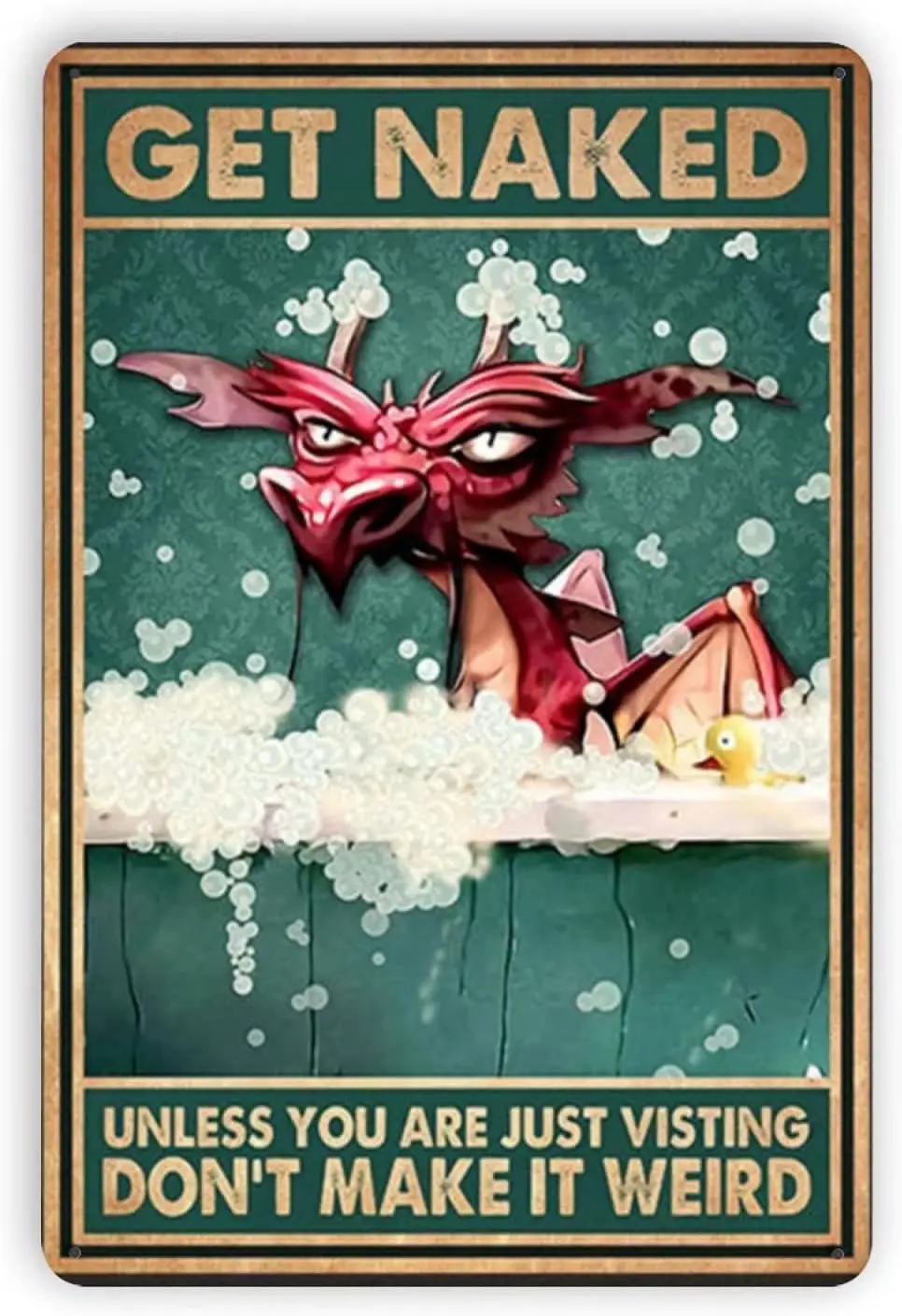 Dragon Bathroom Metal Tin Sign,Vintage Style Iron Painting for Home Bedroom Cafe Kitchen Wall Decor 12x16 Inch sign