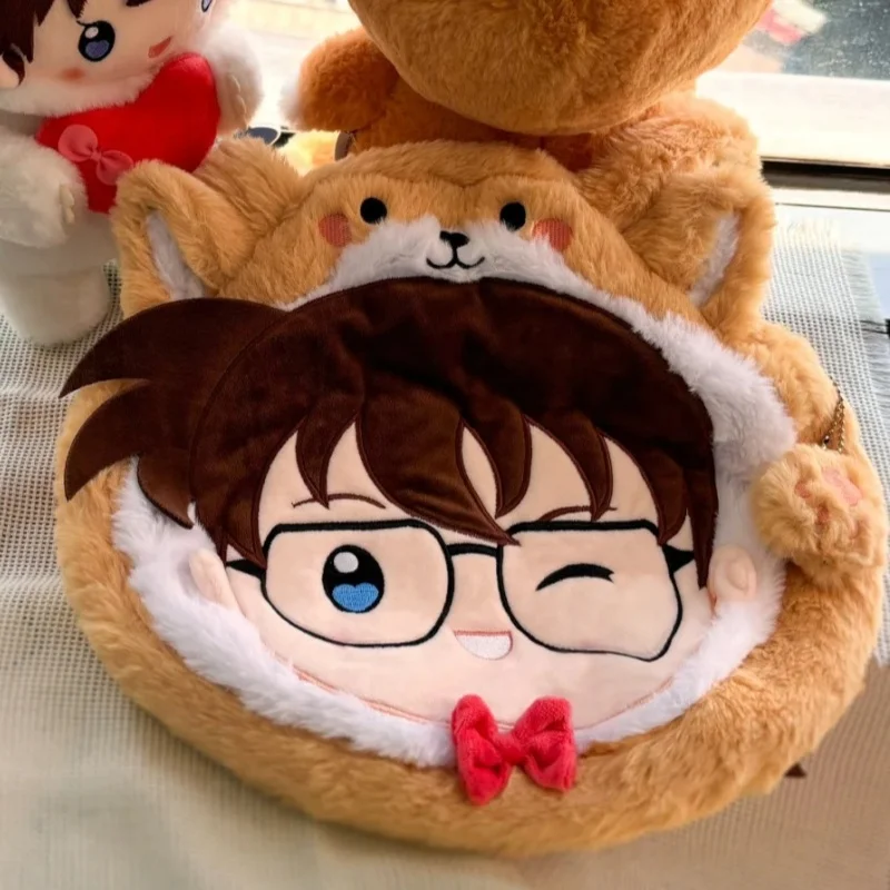 حقيقي المحقق كونان الدافئة لطيف الحيوانات الأليفة أفخم حقيبة كتف يده محشوة حقيبة ساعي فروي على ظهره Kawaii المشجعين الهدايا