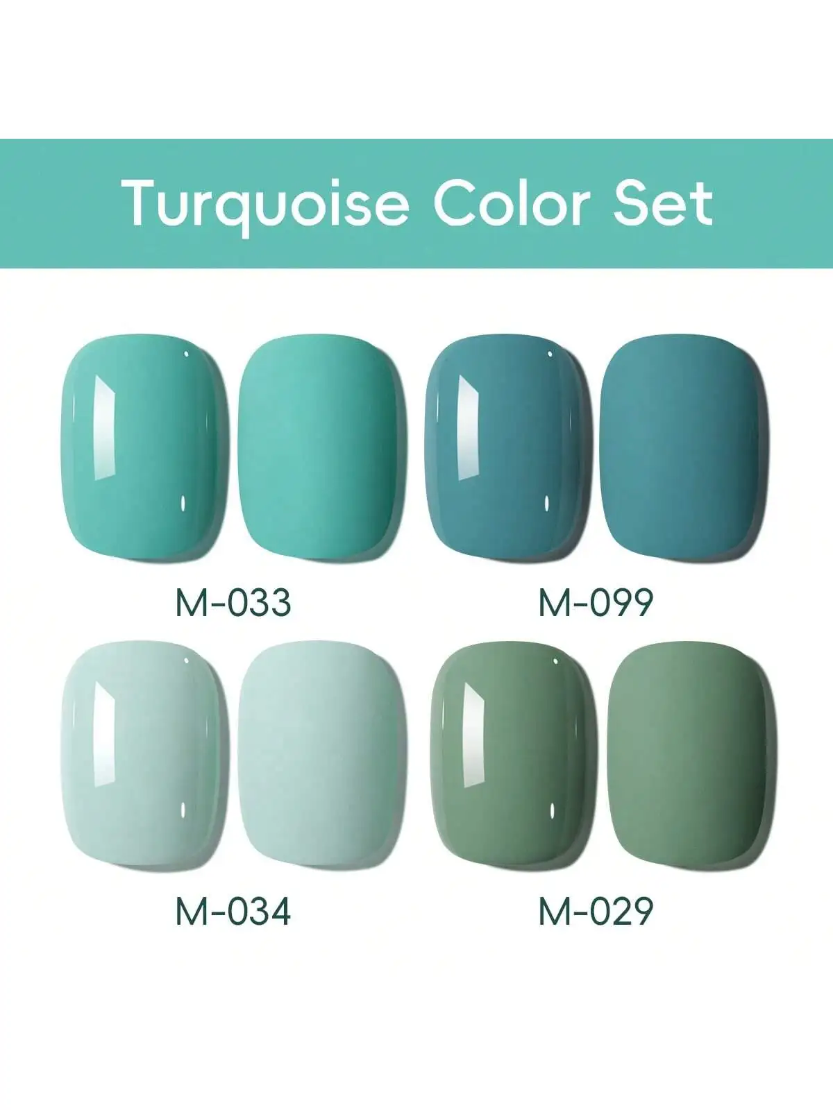 Set di 4 smalti per unghie gel UV LED color turchese da 15 ml, nail art semipermanente, gel per salone di bellezza fai da te per manicure di qualità salone