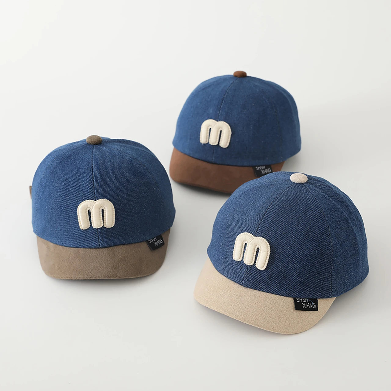 الأزرق الدنيم قبعة بيسبول للأطفال ظلة أقنعة M-رسالة الاطفال بلغت ذروتها قبعات موضة المرقعة الطفل بطة اللسان قبعة 1-3Year