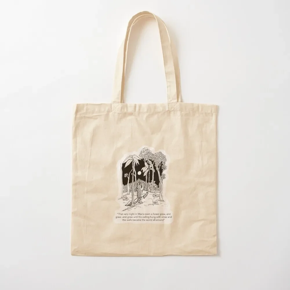 

Where the wild things are in Black and White Pen drawing Tote Bag Cloth bag hand bag shopper woman