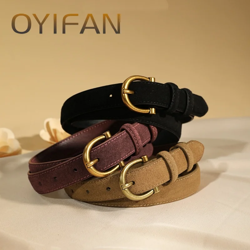 Women Luxury Design Suede Leather Belt Casual Versatile Business Waist Strap Trendy Trouser Dress Belts Gifts