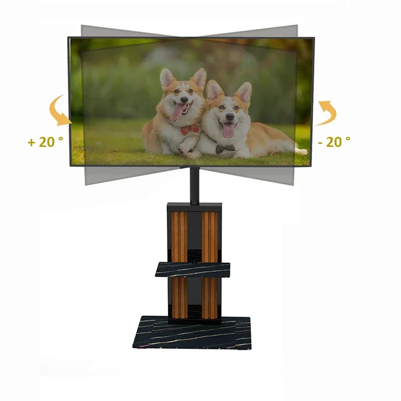 Jiesheng-Suporte de TV Flutuante com LED De Madeira, 65 "Vidro Temperado, Mármore Preto, 600*400mm, Moderno, Mais Vendido