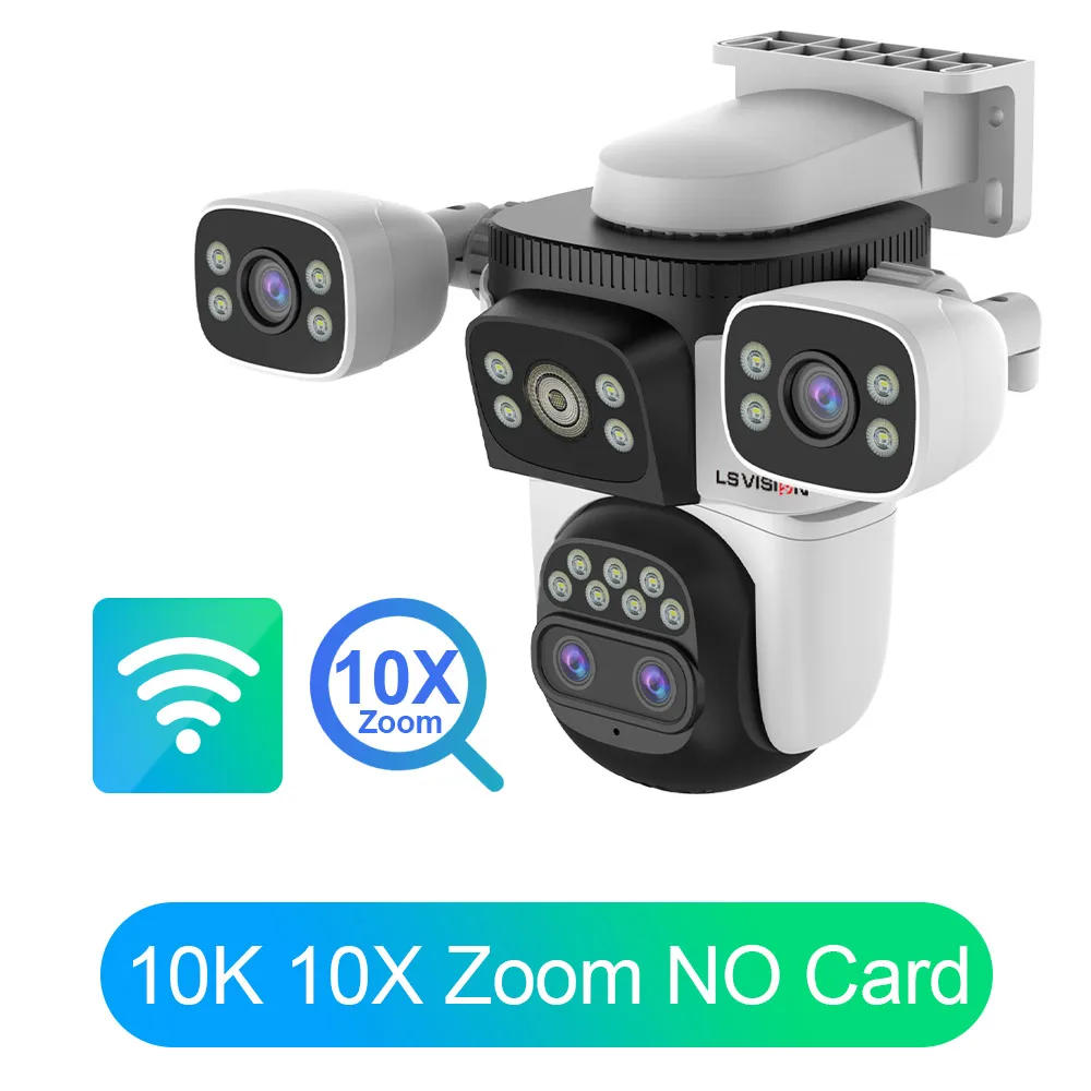LS VISION 35MP Drie Schermen WiFi Beveiligingscamera Buiten PTZ 10X Optische Zoom Camera's Automatische Tracking CCTV Camera bewaking