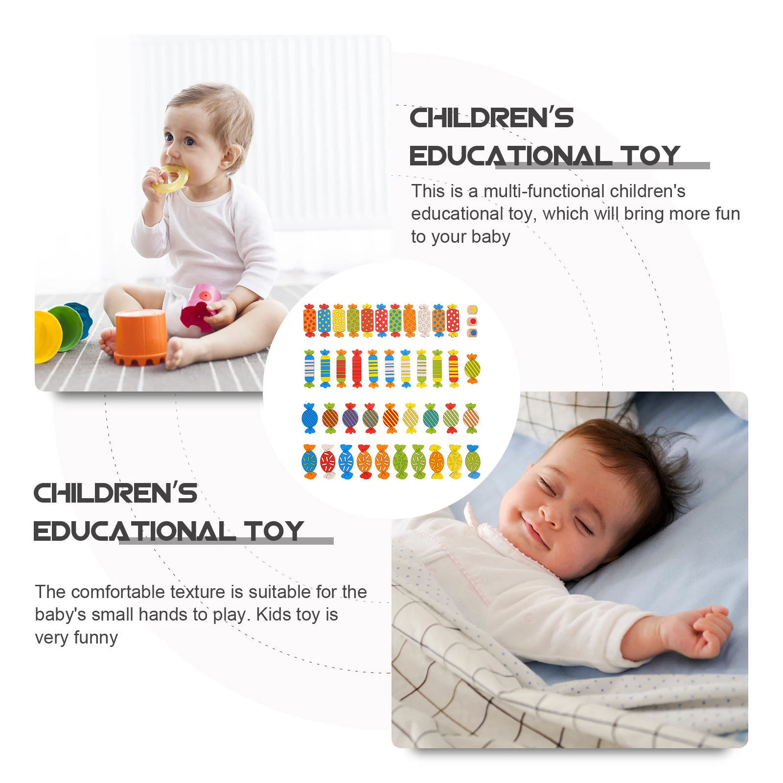 Juego de mesa educativo de madera de primera calidad para niños, juguete cognitivo de aprendizaje temprano, interactivo en forma de caramelo, 1 Juego