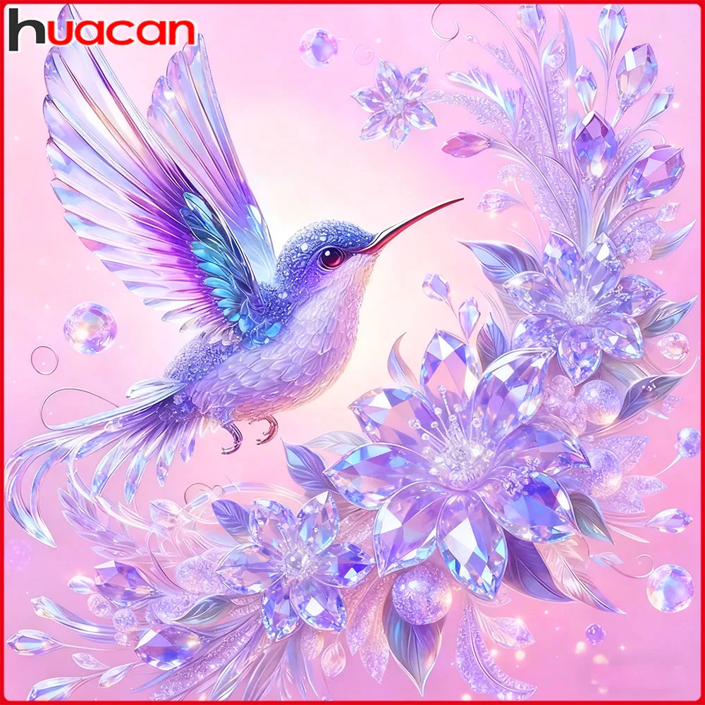 Huacan 5D-Diamantgemälde zum Selbermachen, Vogel, Blume, Diamant-Mosaik, Tier, neue Kollektion 2025, Heimdekoration