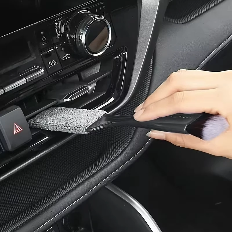 Car Interior Dust Removal Soft Brush Air Conditioning Vent Gap Dual Head Soft Brush Cleaning Gap Brush Vents Cleaning Tool