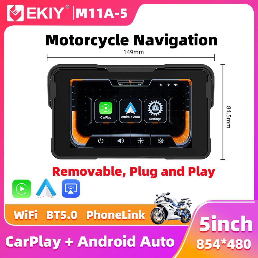 �y�Z�[�����zEKIY ���C�����XCarPlay Moto Android Auto GPS�o�C�N�i�r�Q�[�V�����f�B�X�v���C��� 5.0�C���` �|�[�^�u���f�W�^���o�C�N�_�b�V���{�[�h