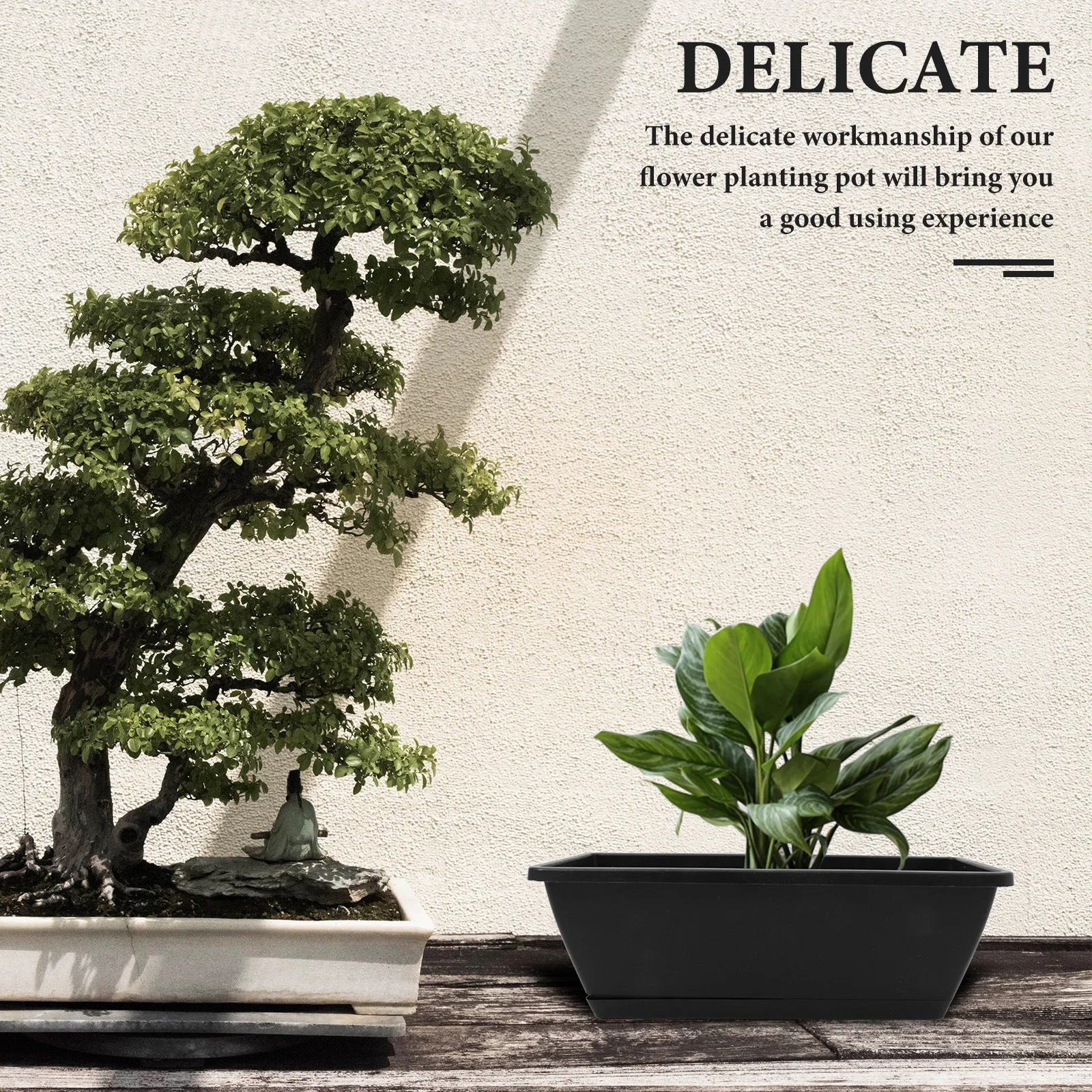 

4Sets Window Box Planter Vegetable Flower Planting Pot Rectangular Durable Resin Flower Pot Garden Supply Plant Pots