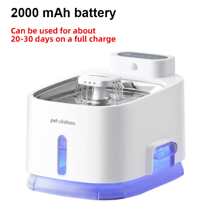 2.5L Electric Intelligent Cat Water Fountain with Auto Recirculate Filter Large Capacity Silent Filtering Cat Drinker