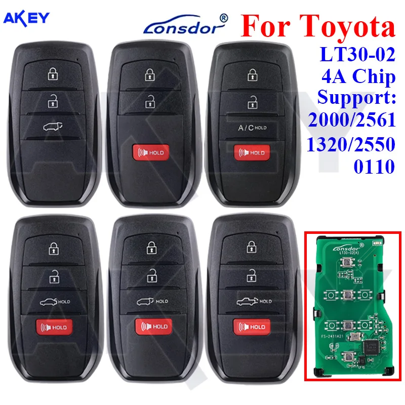 Lonsdor LT30-02 Remote Smart Car Key for Toyota Allion Camry Corolla Levin Support 2000 2561 0110 1320 2550 4A Chip KH100+ K518