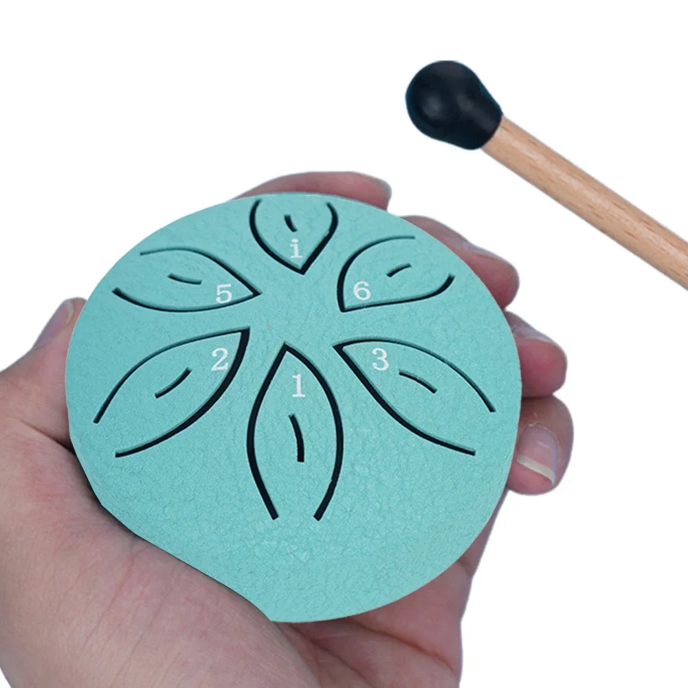 3 Inch 6-Tone Steel Tongue Drum Mini Hand Pan Drums with Drumsticks Rain Drum for Yoga Meditation Instrument Drum Accessories