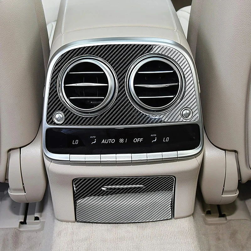 Rear Air Condition Vent Frame Sticker For Mercedes Benz S Class W222 2014-20 Carbon Fiber Pattern Trim Interior Car Accessories