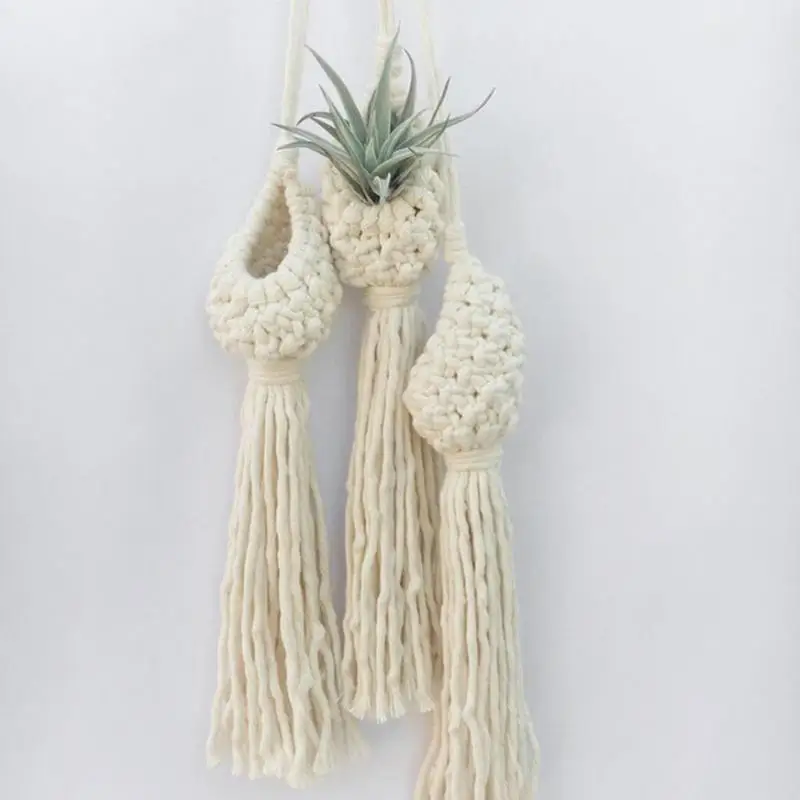 Colgador de plantas de macramé, soporte de macramé rústico, cesta tejida con flores bohemias, soporte de borla hecho a mano