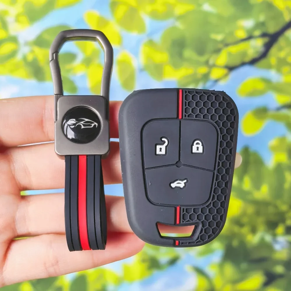 Silicone Honeycomb Texture Flip Key Fob Cover with Keychain For Chevrolet Camaro Cruze Sonic Impala Malibu AVEO Equinox Opel