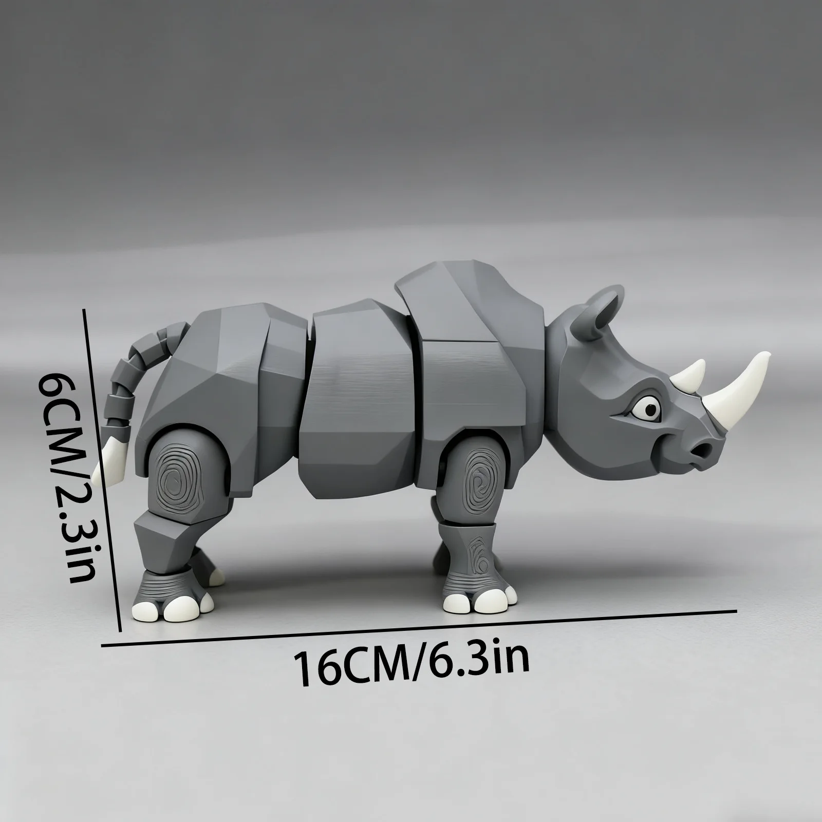 Home Decor Cute 3D Printing Toys Joints Movable Simulation Wildlife Rhinoceors Toy Models Standing Figurines Accessories