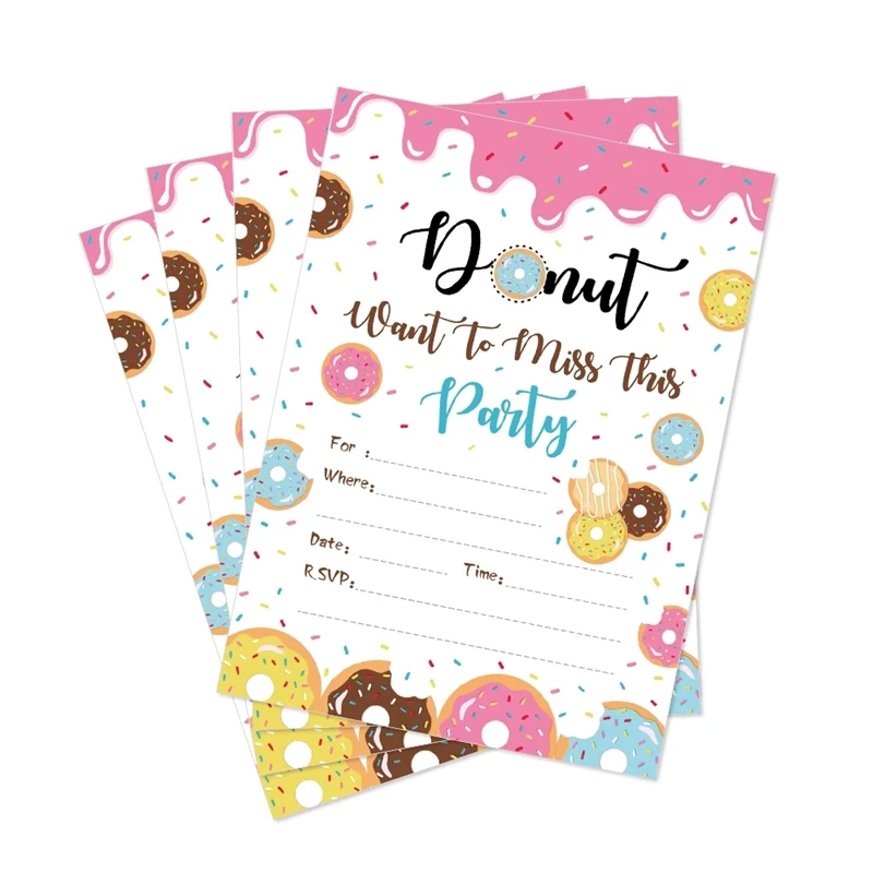 Donuts Printing Festive Birthday Party Invitation Card Birthday Party Decorations For Girls Baby Shower Supplies